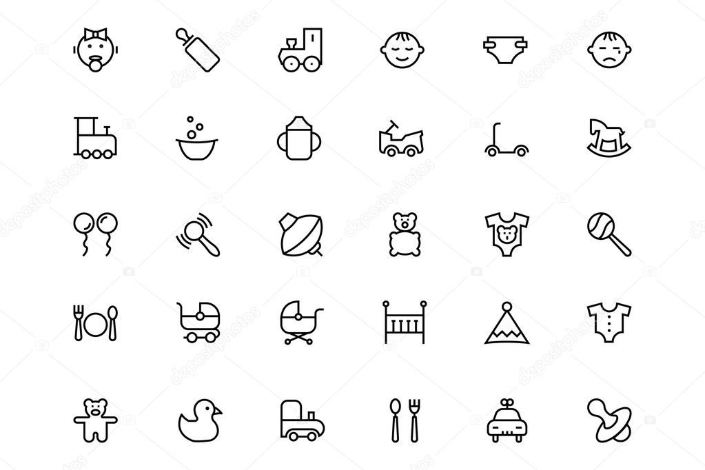 Baby Line Vector Icons 2