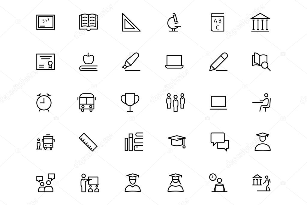 School and Education Line Vector Icons 1