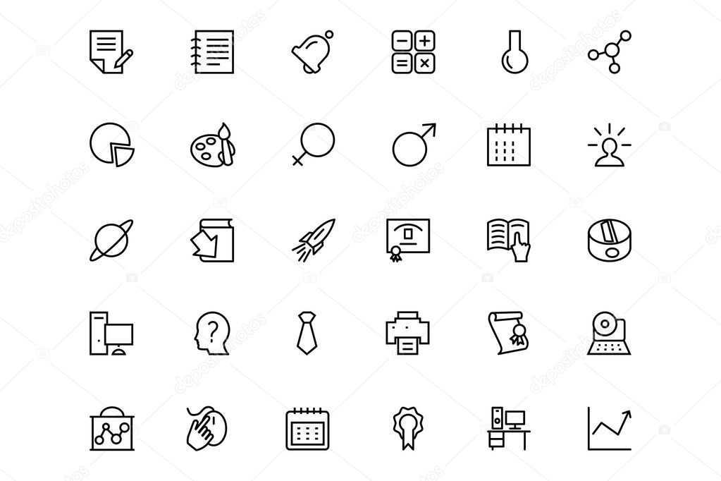 School and Education Line Vector Icons 6