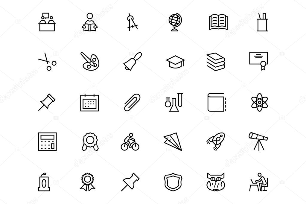 School and Education Line Vector Icons 2