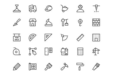 İnşaat çizgi vektör simgeler 1