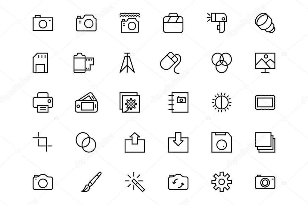Photography Line Vector Icons 1