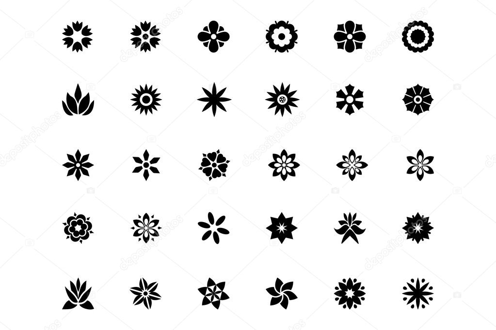 Flowers or Floral Vector Icons 1