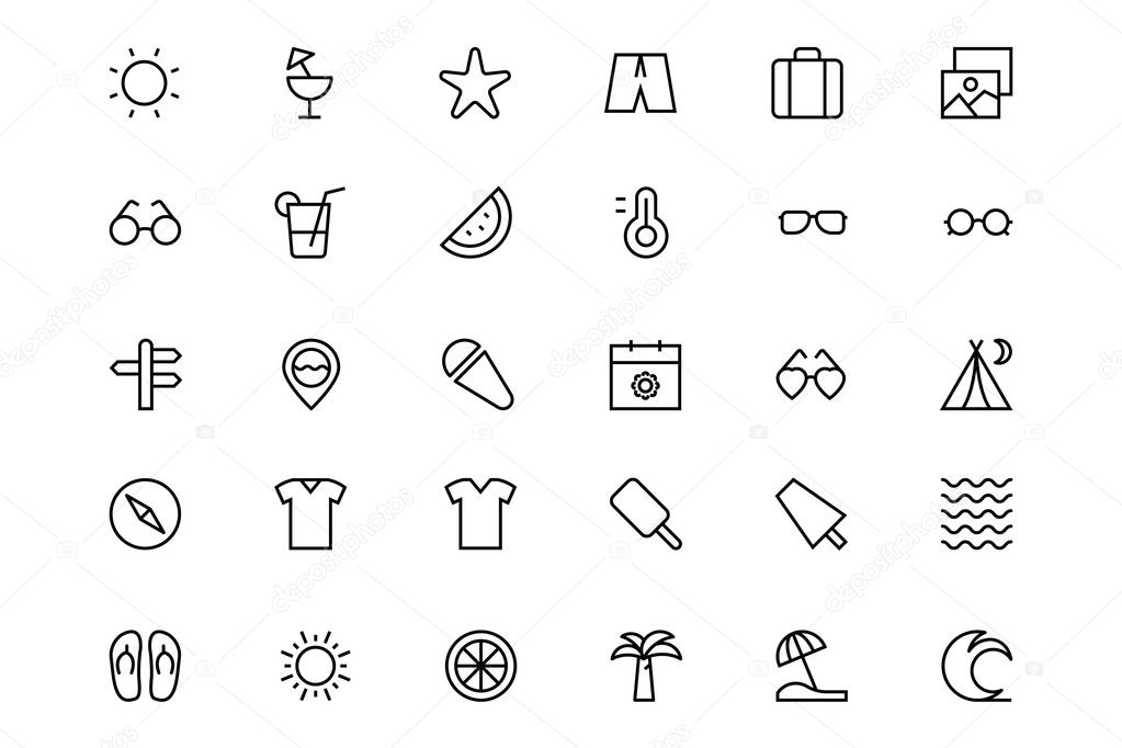 Summer and Beach Line Icons 1