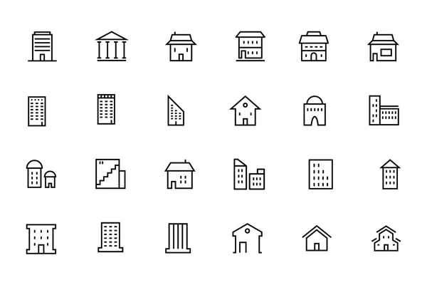 Binalar ve mobilya çizgi vektör simgeler 3
