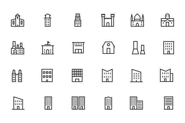 Línea de Edificios y Muebles Vector Iconos 2 — Vector de stock