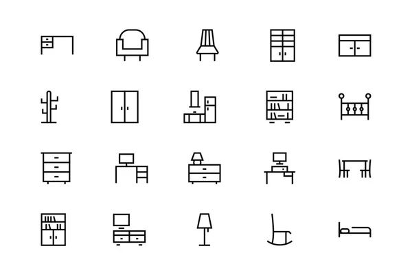 Edificios y Muebles Línea Vector Iconos 7 — Archivo Imágenes Vectoriales