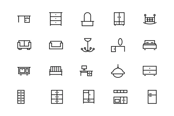 Edificios y Muebles Línea Vector Iconos 8 — Archivo Imágenes Vectoriales