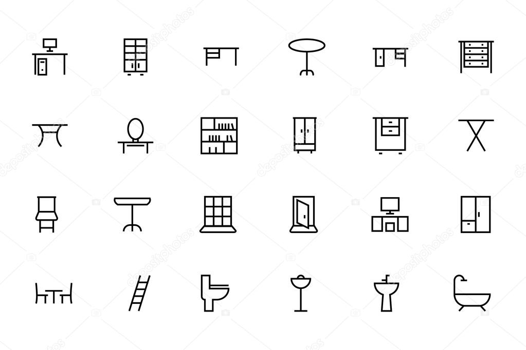 Buildings and Furniture Line Vector Icons 5