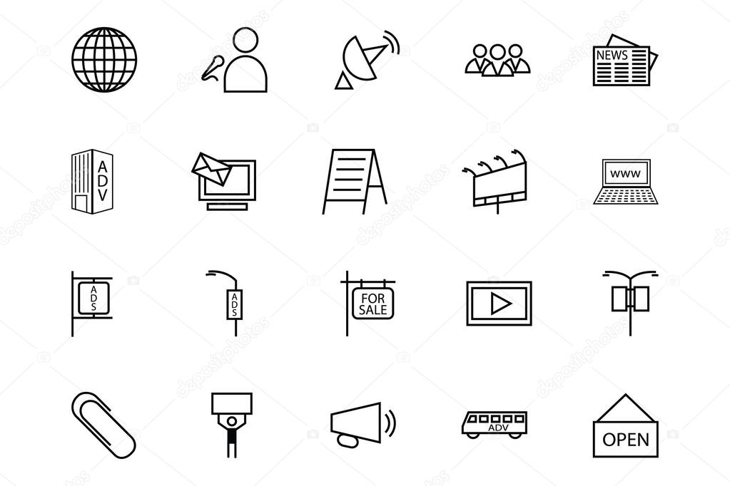 Media and Advertisement Line Icons 3