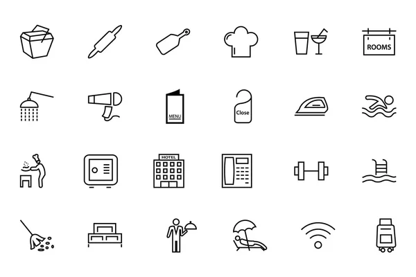 Iconos de línea de hotel y restaurante 2 — Vector de stock