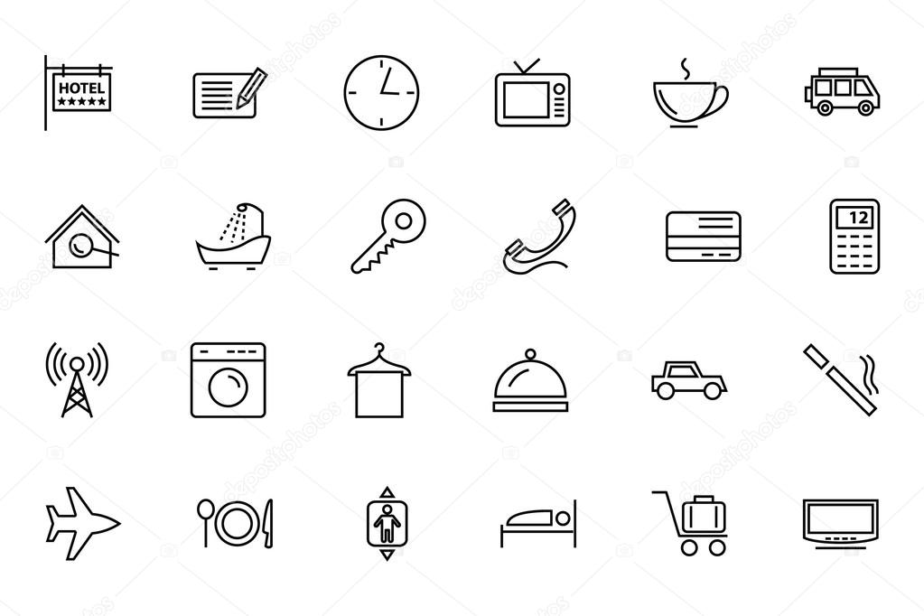 Hotel and Restaurant Line Icons 1