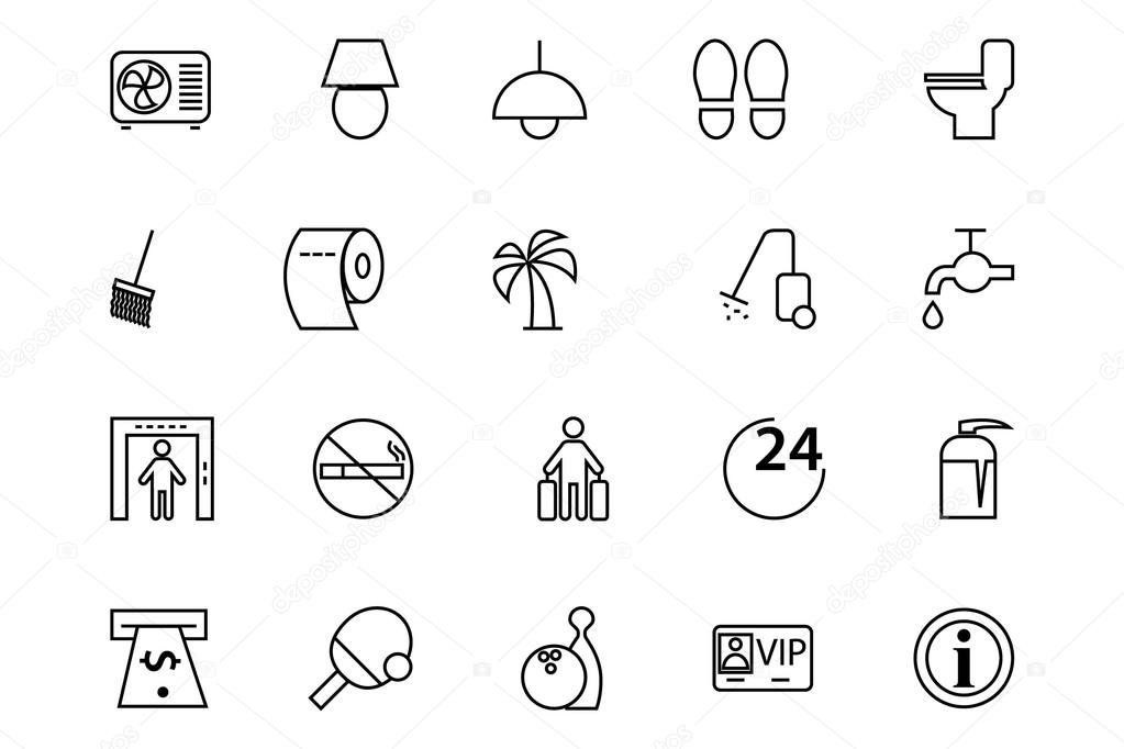 Hotel and Restaurant Line Icons 3