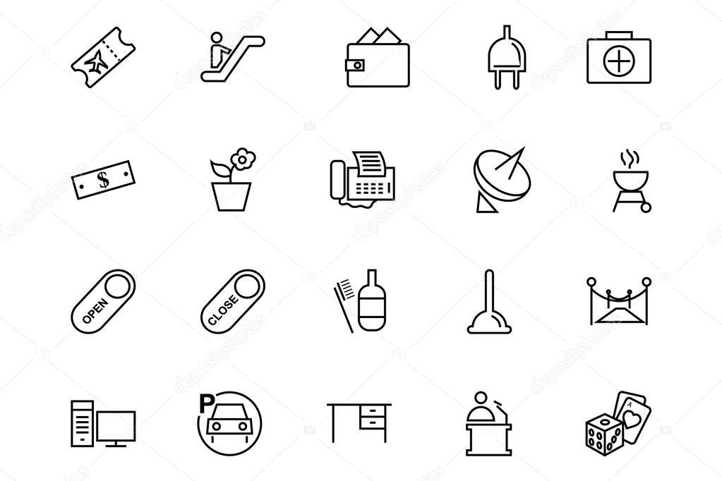 Hotel and Restaurant Line Icons 4