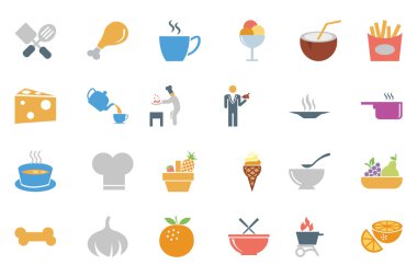 Gıda vektör simgeler 4 renkte