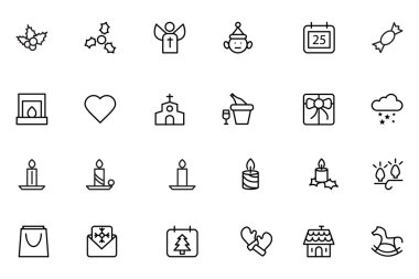 Noel çizgi vektör simgeler 3