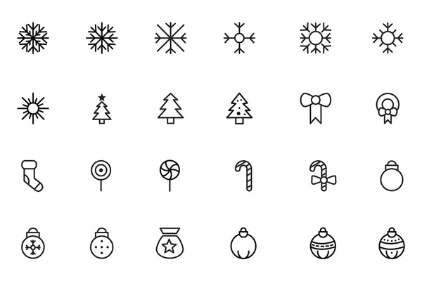 Línea de Navidad Vector iconos 1 — Vector de stock