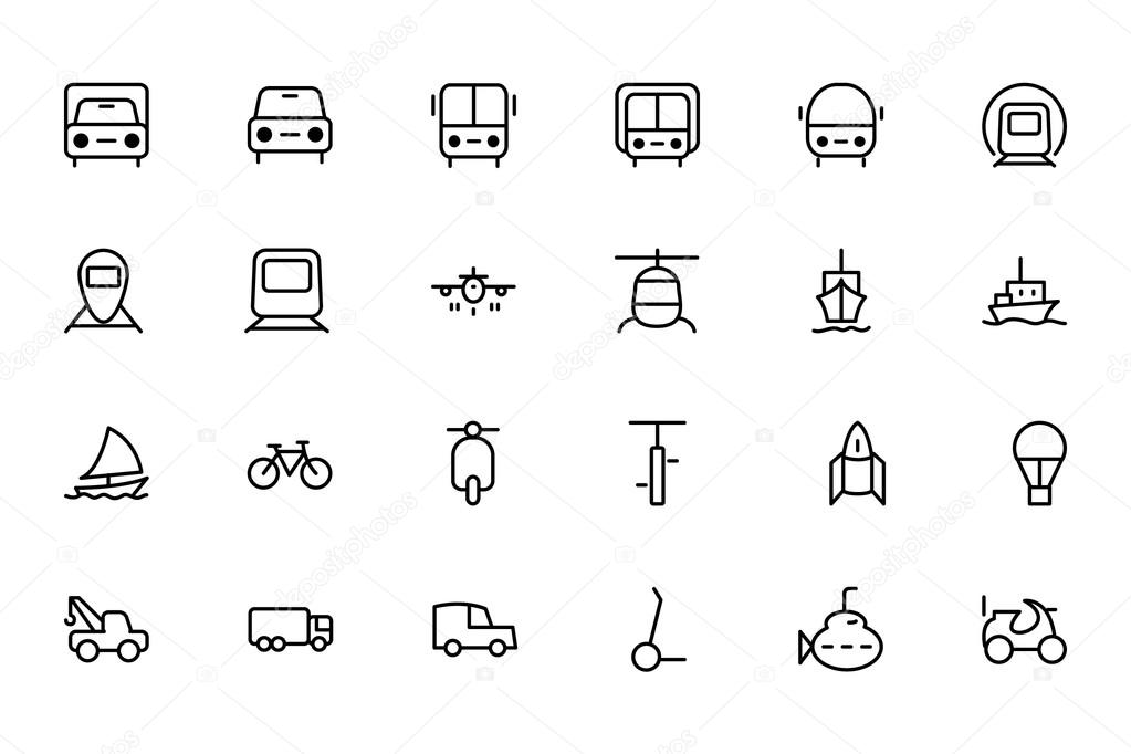 Transport Line Vector Icons 1