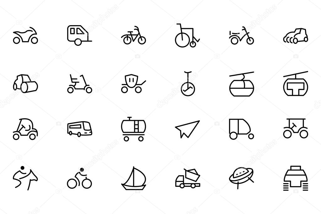 Transport Line Vector Icons 4