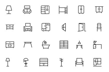 Furniture Vector Line Icons 2 clipart
