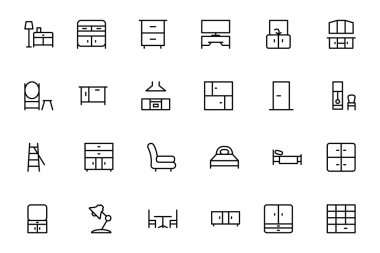 Furniture Vector Line Icons 3 clipart