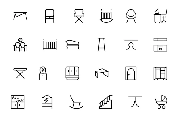 Iconos de la línea vectorial de muebles 4 — Archivo Imágenes Vectoriales