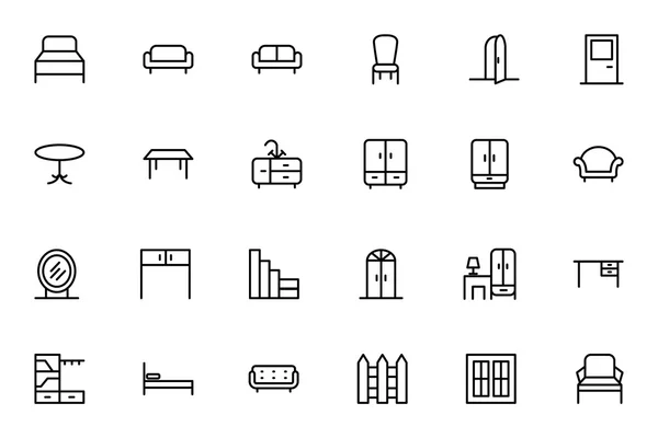 Icônes de ligne vectorielle de meubles 1 — Image vectorielle