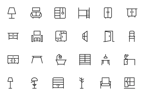 Meubilair Vector lijn Icons 2 — Stockvector