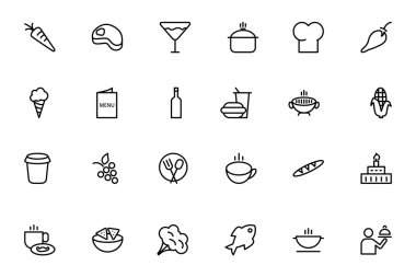 Gıda vektör anahat simgeleri 2
