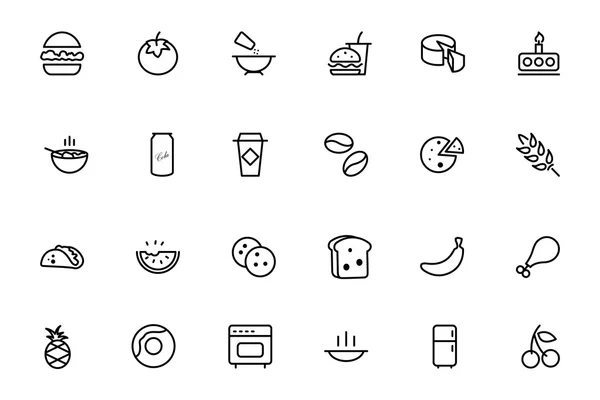 Food Vector Outline Icons 3 — Stock Vector