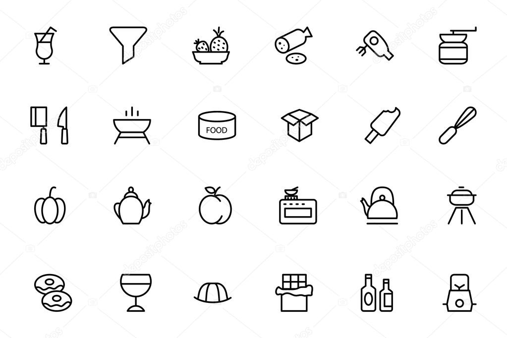 Food Vector Outline Icons 12