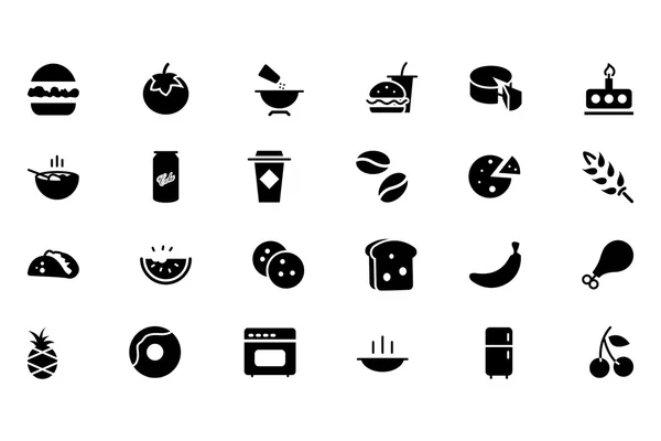 Vector de alimentos iconos sólidos 3 — Vector de stock