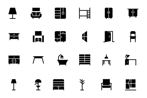 Icônes solides vectorielles de meubles 2 — Image vectorielle