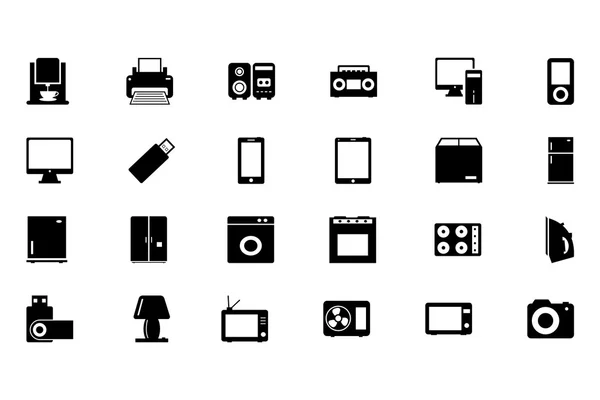 Iconos sólidos del vector de la electrónica 1 — Archivo Imágenes Vectoriales