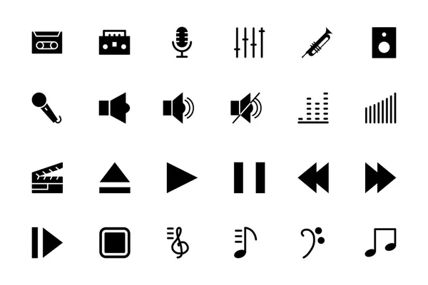 Música Vector Iconos sólidos 1 — Archivo Imágenes Vectoriales