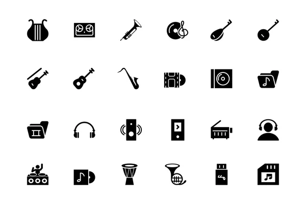 Música Vector Solid Iconos 3 — Vector de stock