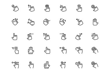 Hand Gesture Vector Line Icons 1 clipart