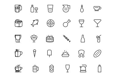 Yiyecek ve içecek Line simgeler 2