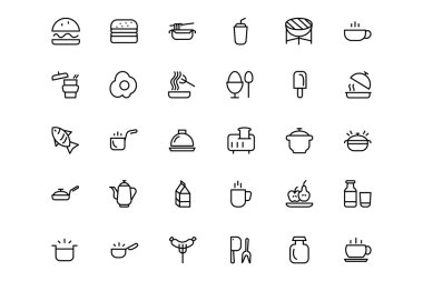 Food and drinks Line Icons 8 clipart