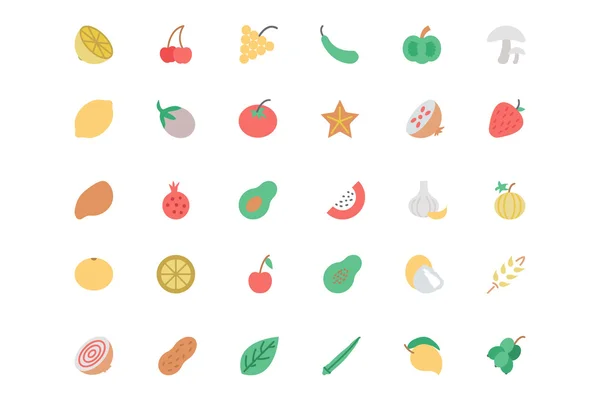 Iconos de frutas y verduras coloreadas 2 — Archivo Imágenes Vectoriales