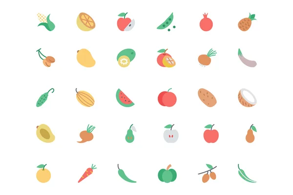 Groenten en fruit gekleurde pictogrammen 1 — Stockvector