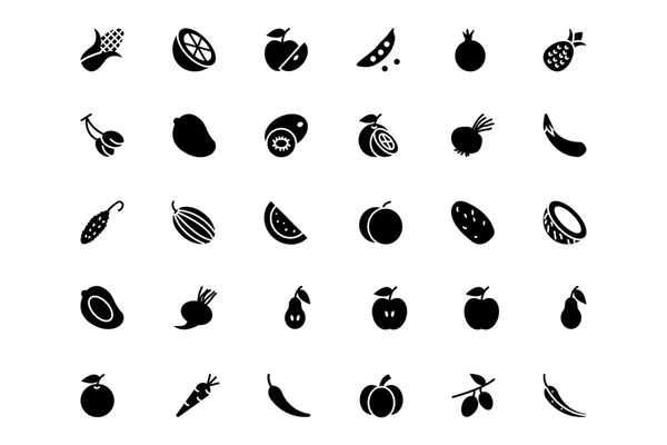 Iconos de vectores de frutas y verduras 1 — Archivo Imágenes Vectoriales