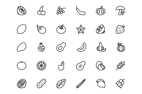 Fruit and Vegetable Vector Line Icons 2 — Stock Vector