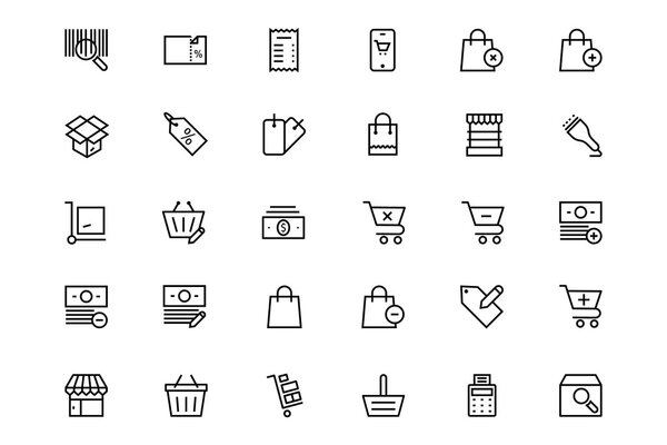 Shopping and commerce Vector Line Icons 3