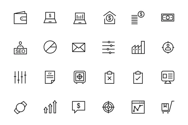 Negocios y Finanzas Vector Line Iconos 3 — Vector de stock