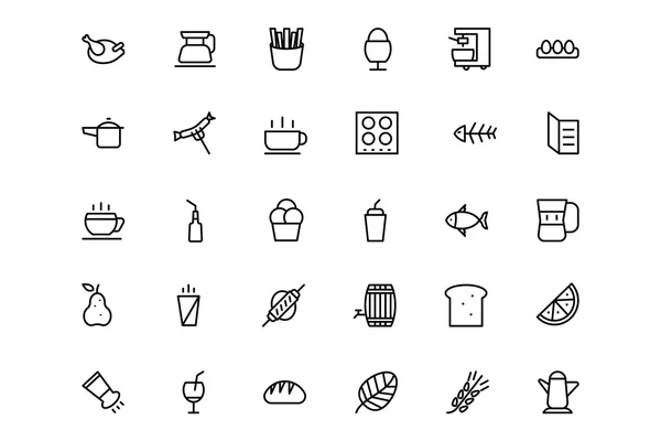 Food and drinks Line Icons 6 — Stock Vector
