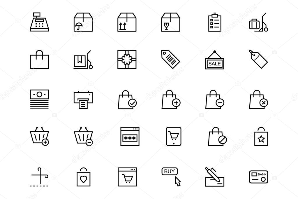 Shopping and commerce Vector Line Icons 2