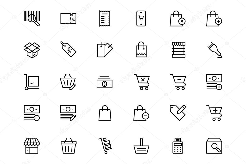 Shopping and commerce Vector Line Icons 3