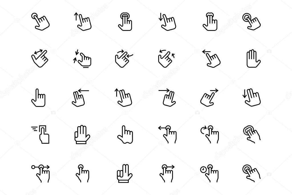 Hand Gesture Vector Line Icons 1