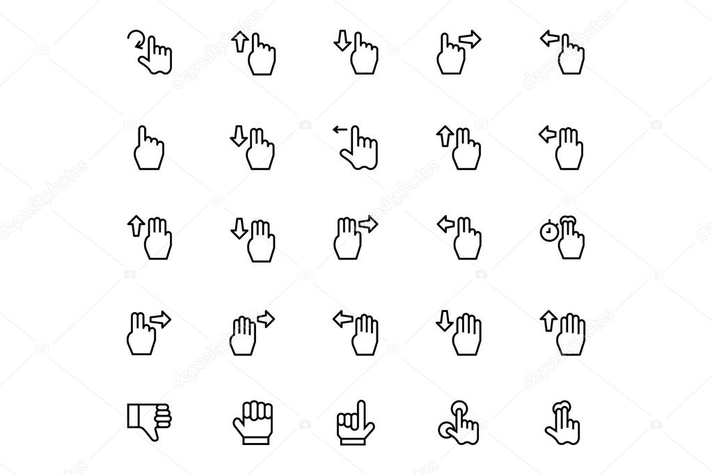 Hand Gesture Vector Line Icons 3
